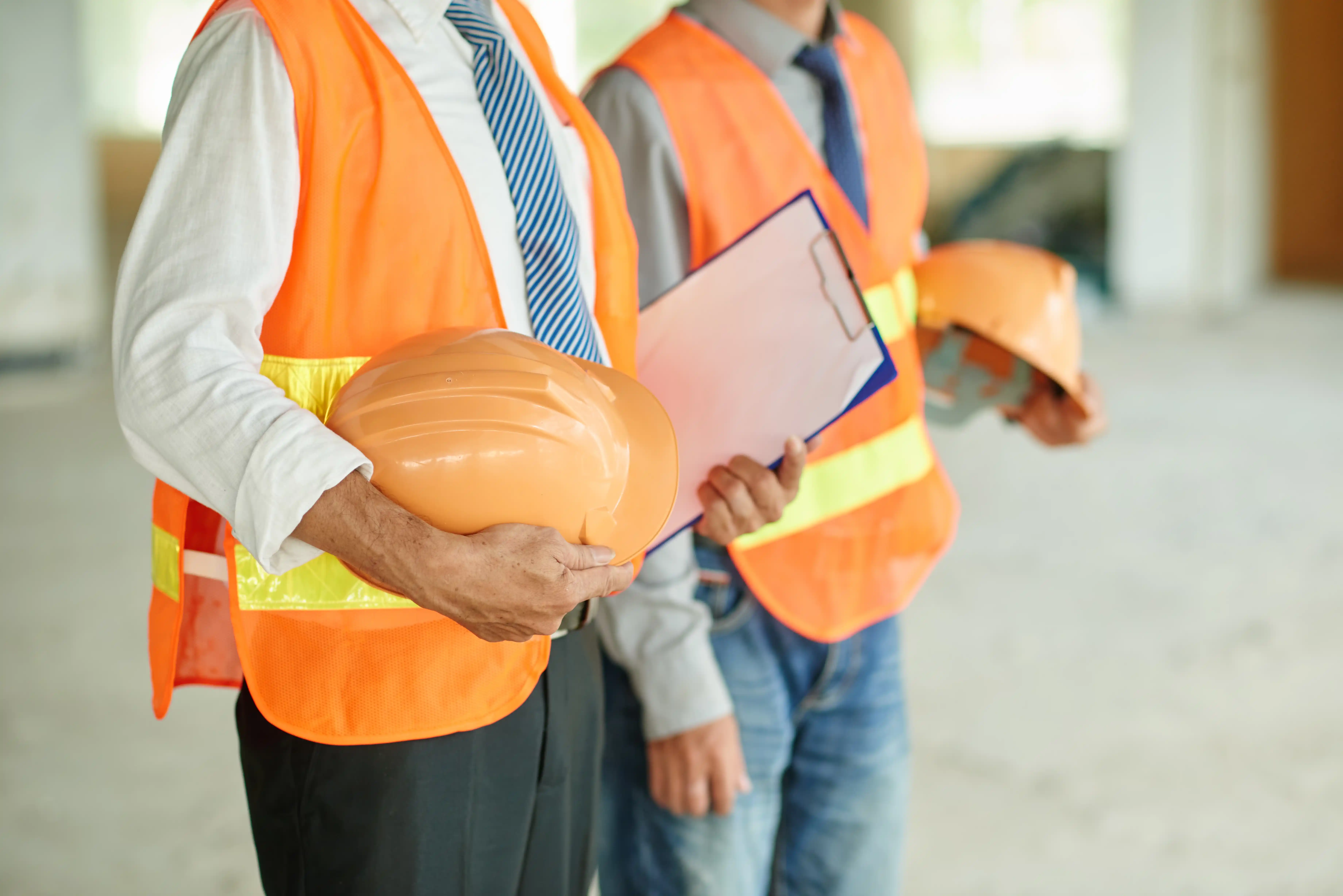 A worker with protective gear